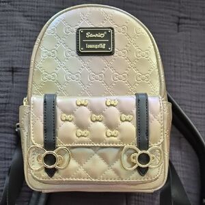 Loungefly Gold Quilted Backpack with Black Accents